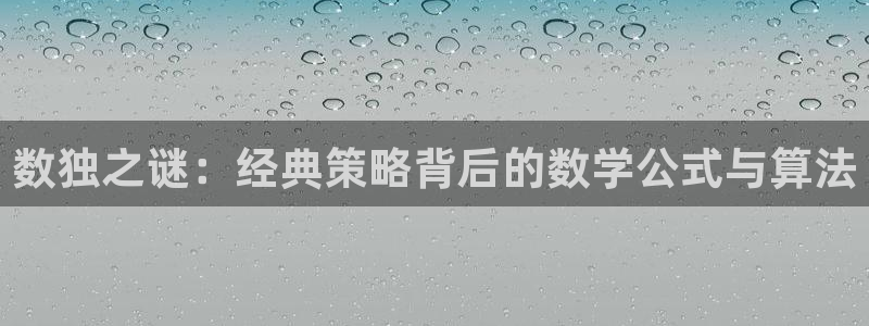 杏盛平台总代理：数独之谜：经典策略背后的数学公式与算法